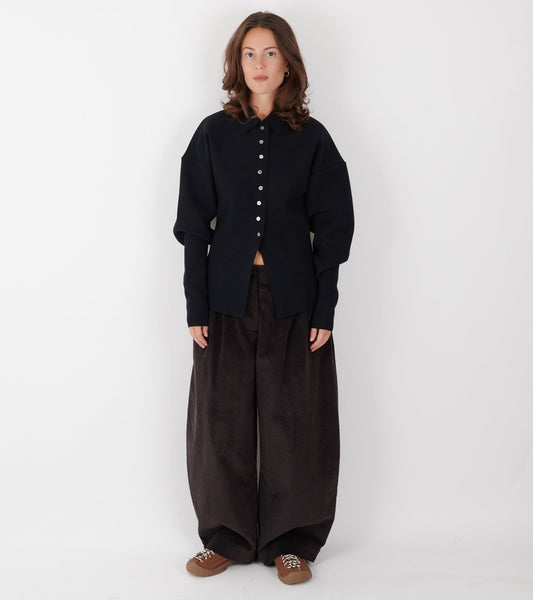 Lay3 Point Collar Cardigan Ink