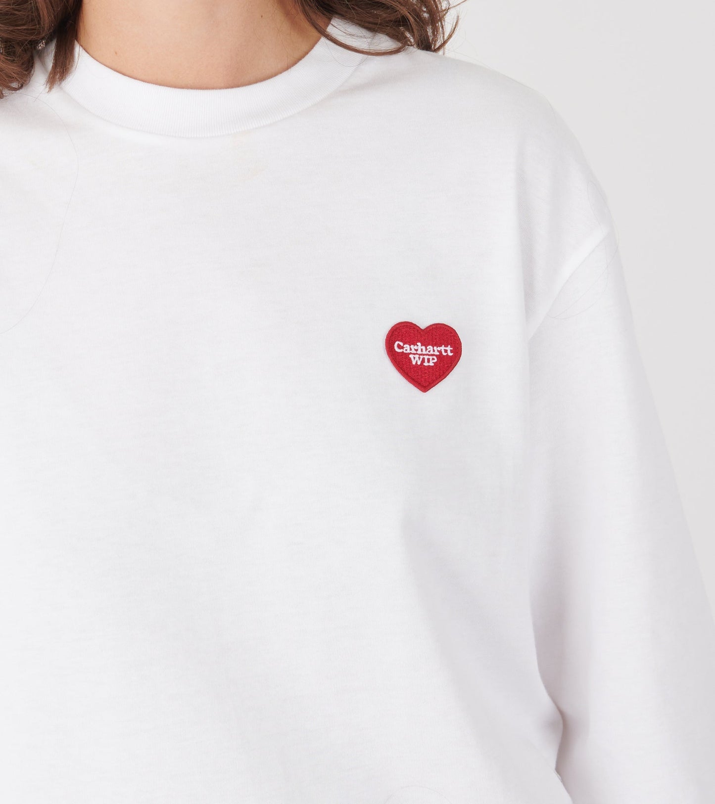 W L/S Heart Patch T-shirt White