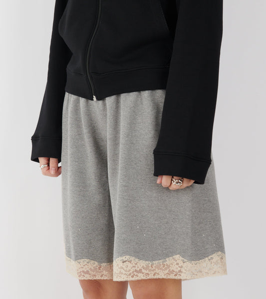 Lace Bermuda Sweat Shorts Dark Grey Melange