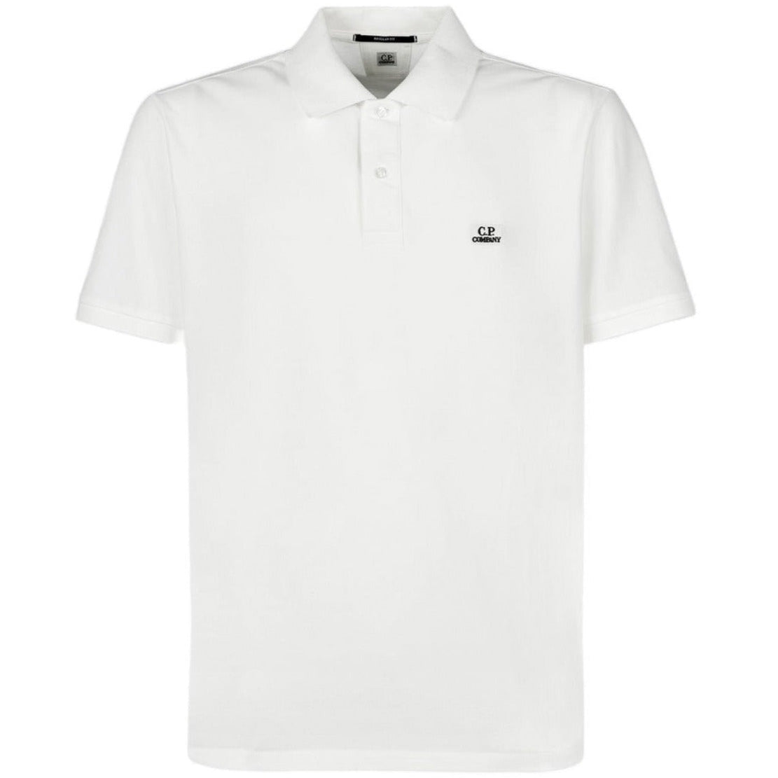 CP Company White Embroidered Polo Shirt