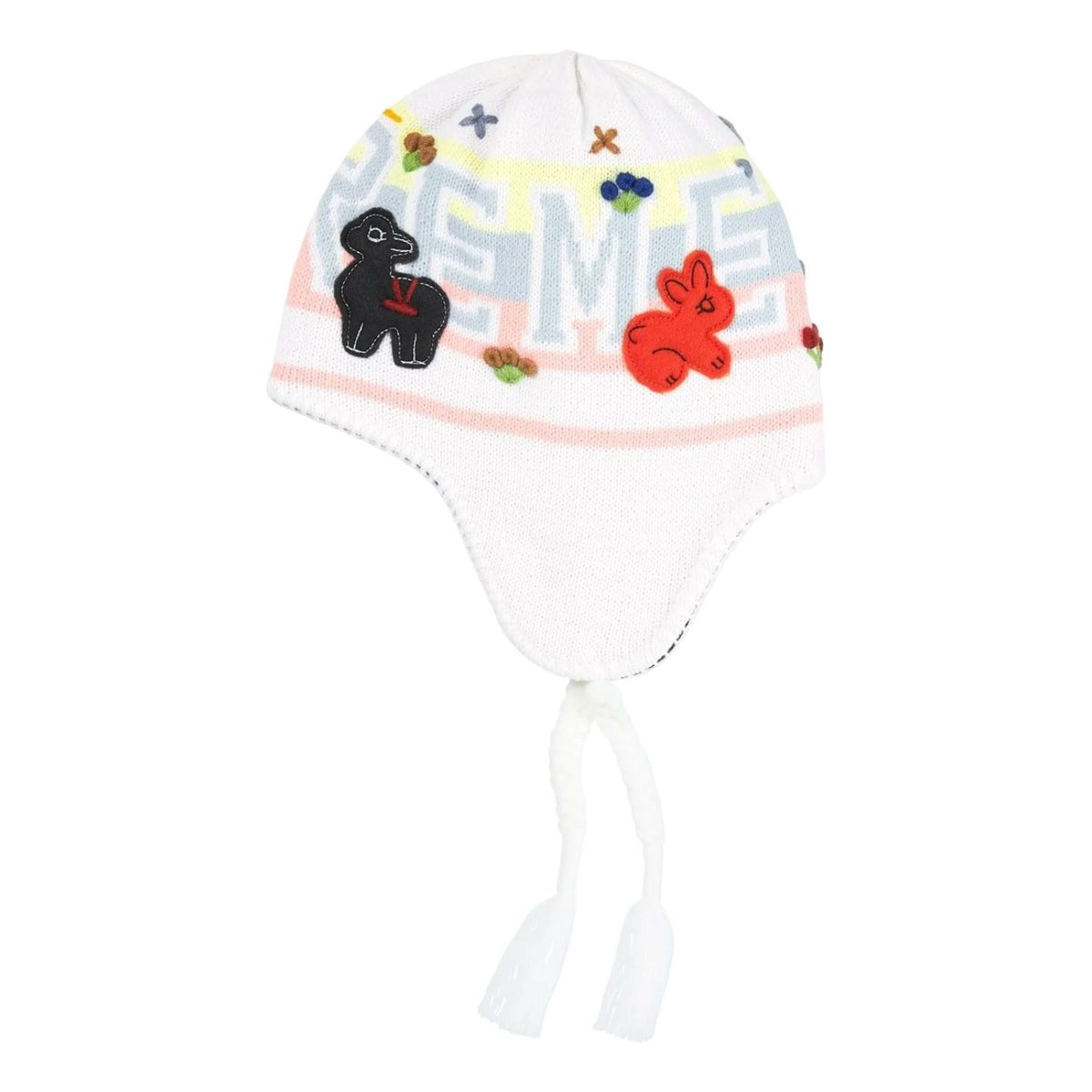Supreme FW25 Felt Appliqué Earflap Beanie 'White' FW25BN36-WHITE