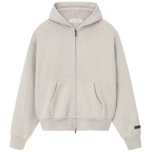 ESSENTIALS FOG CLASSIC FIT ZIP UP HOODIE HEATHER STONE SS25
