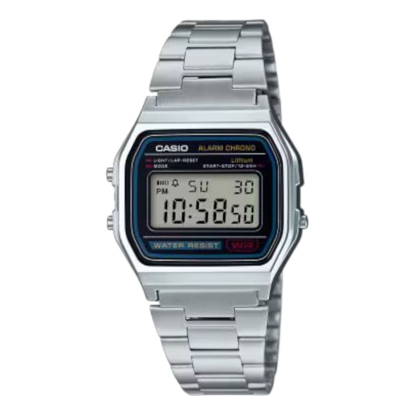 CASIO Vintage Water Resistant Stainless Steel Band LED Light 'Silver' A-158WA-1