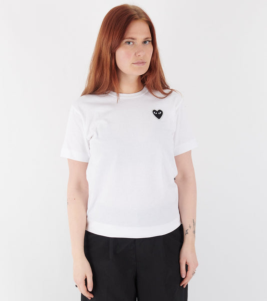 U T-Shirt Black Rhinestone Emblem White