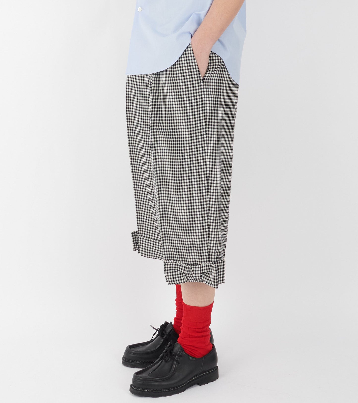 Checkered Long Bow Shorts Black/White