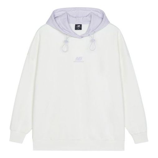 (WMNS) New Balance Logo Fleece Hoodie Asia Sizing 'White Lilac' AWT13346-AS8