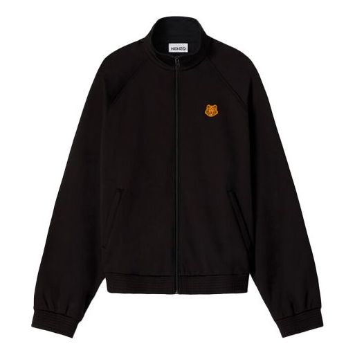 Men's KENZO Small Tiger Head Embroidered Stand Collar Zipper Jacket Black FA65BL7304IU-99
