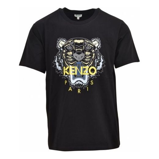 KENZO Tiger Head Alphabet Printing Short Sleeve Unisex Black 5TS0504YB99
