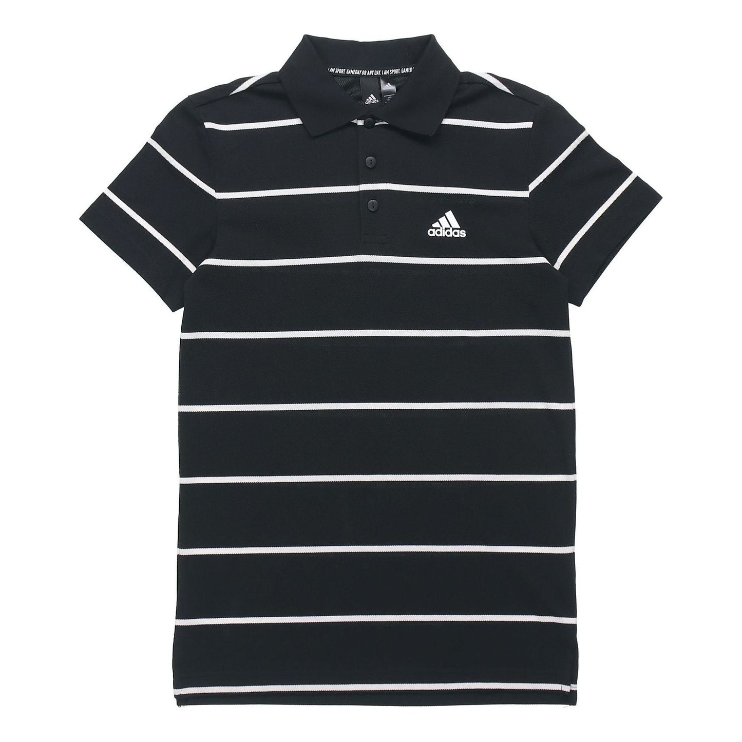 adidas YARN DYE Stripe Short Sleeve Polo Shirt Black FT2836