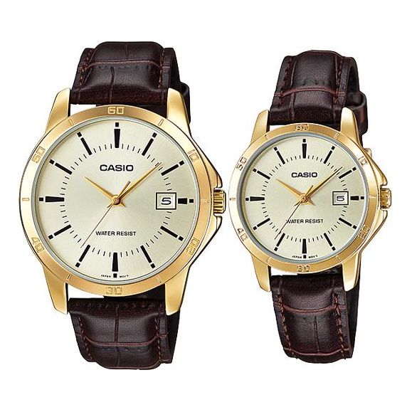 CASIO ENTICER&DRESS Series Vintage Waterproofes Yellow Couple Quartz Gold Analog MTP-V004GL-9A-LTP-V004GL-9A