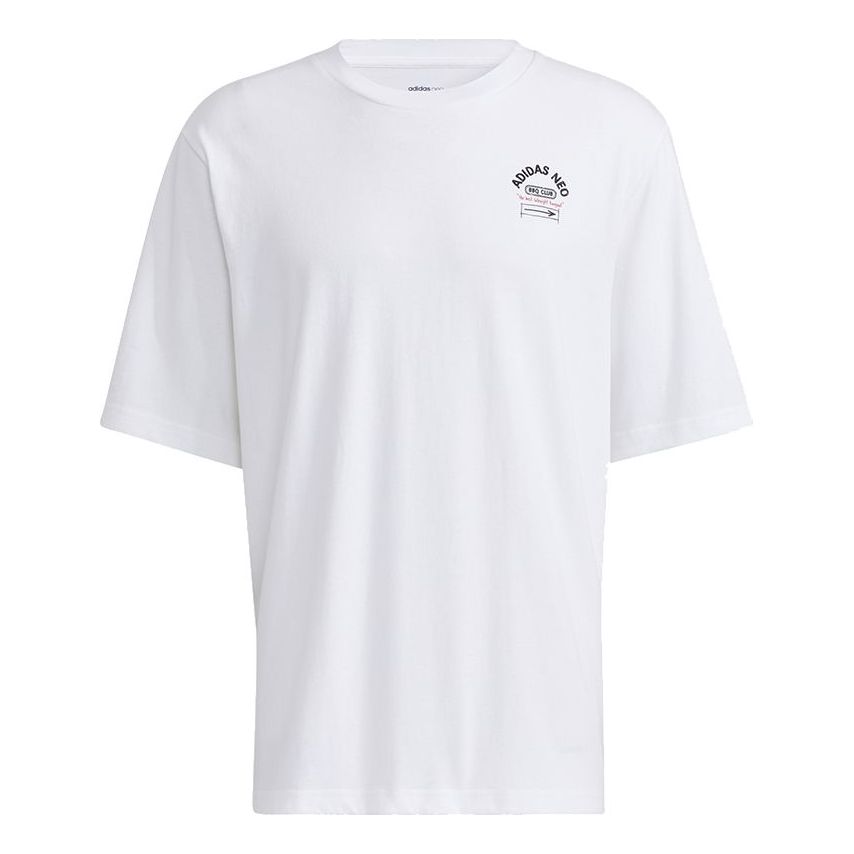adidas neo M Bqfd Tee 2 Subject Printing Loose Sports Short Sleeve White H62007