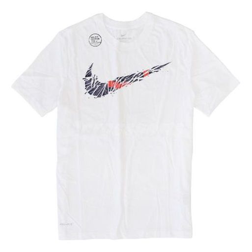 Nike DRI-FIT Big Swoosh Basketball Round Neck Short Sleeve White BQ3658-100