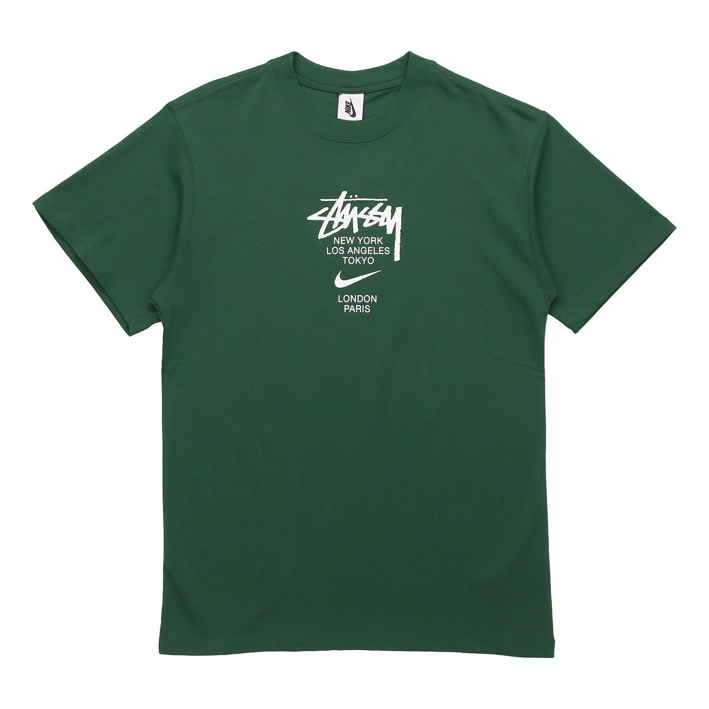 Stussy x Nike Crossover Alphabet Printing Round Neck Short Sleeve US Edition Unisex Green DD3342-341