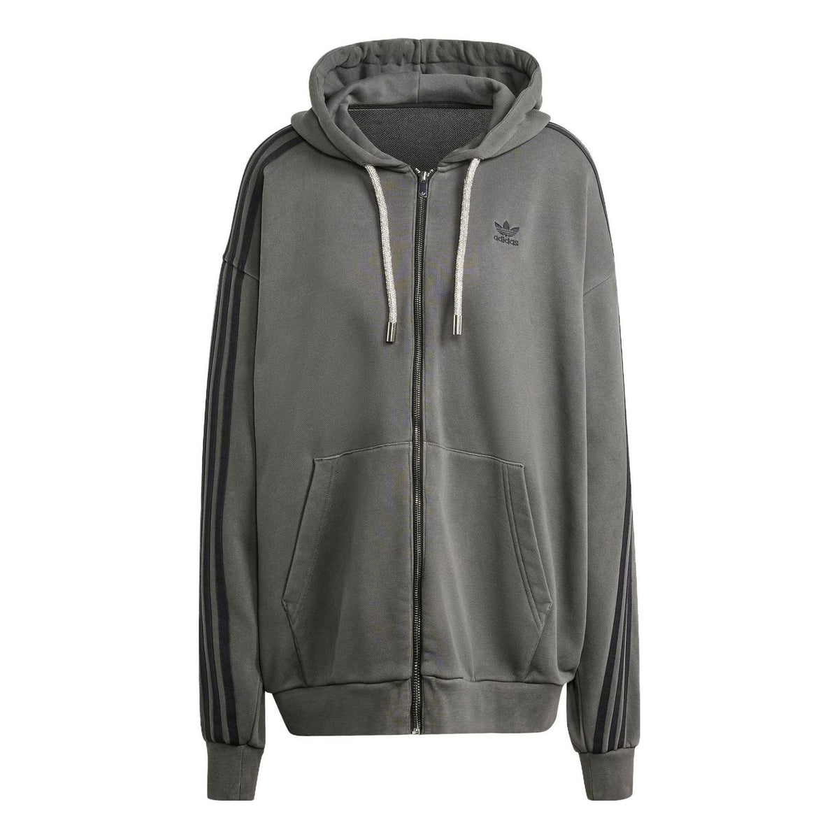 (WMNS) adidas Adilenium Oversized Full-Zip Hoodie Asia Sizing 'Grey' IV9334