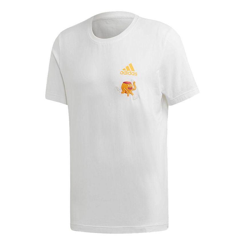 adidas Embroidery Gfx Embroidered Cartoon Printing Casual Sports Round Neck Short Sleeve White FM9449