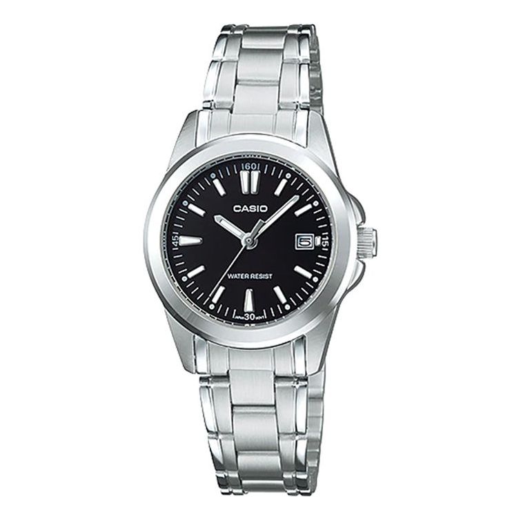 CASIO Minimalistic Fashion Steel Strip Waterproof Quartz Watch Black Stainless Steel Strap LTP-1215A-1A2