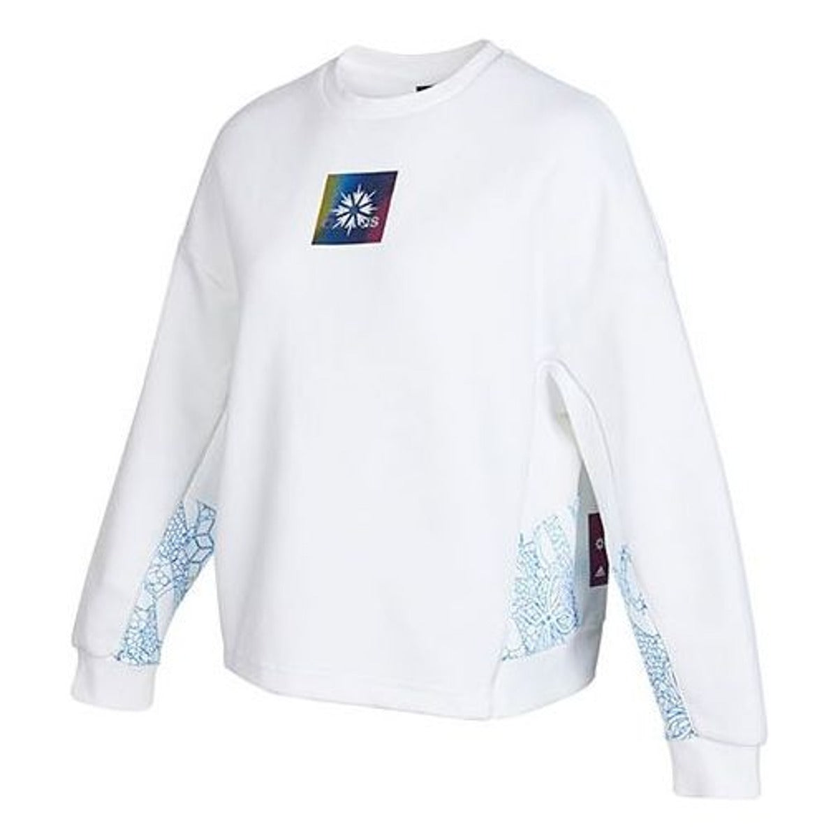 (WMNS) adidas Crew Sweatshirt Asia Sizing 'White Blue' HE2918