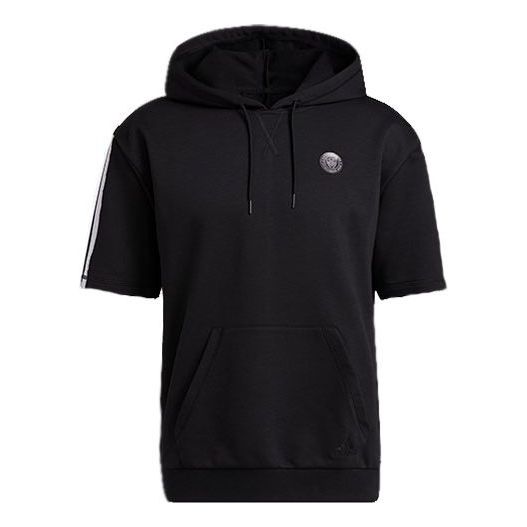 adidas Dm Ss Hoodle Casual Breathable Basketball hooded Sports Short Sleeve Black HB6757