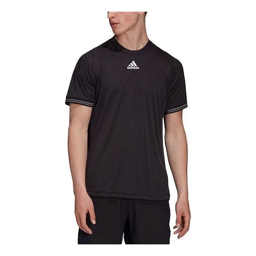 adidas Flift Tee Pb Tennis Sports Slim Fit Round Neck Short Sleeve Black H50265