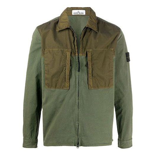 Men's STONE ISLAND Splicing Cargo Jacket Green 721510207-V0058