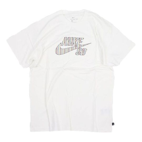 Nike Sb Skateboard Large Colorful Logo Sports Short Sleeve t White CW1463-100