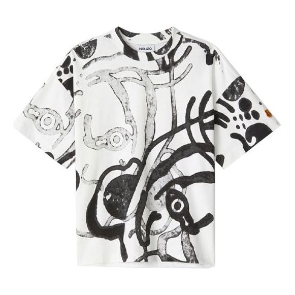 KENZO SS21 K-Tiger Large Short Sleeve White T-Shirt FB52TS6474SB-01B