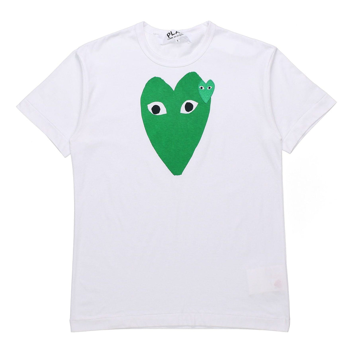 COMME des GARCONS PLAY GreenHeart Shaped Printing Short Sleeve White AZ-T060-051-1