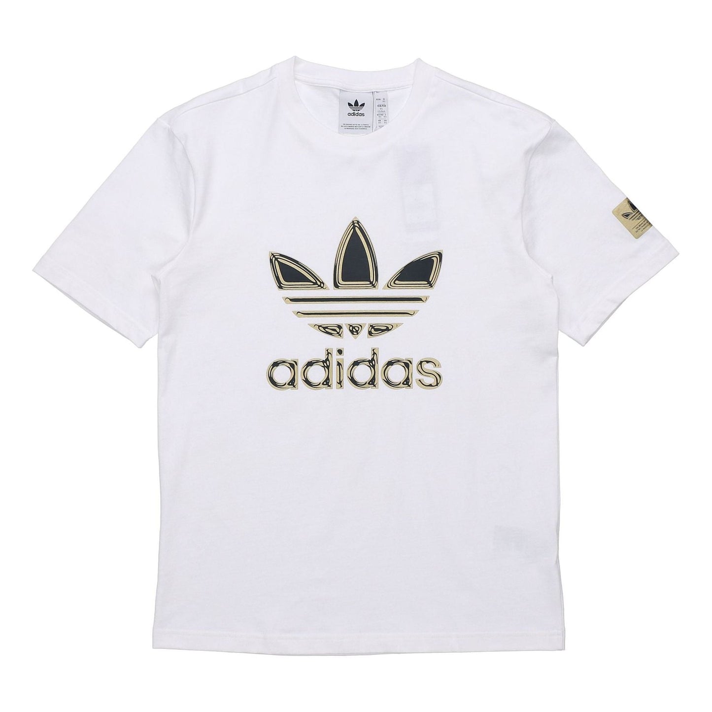 adidas Originals Logo Printing Sports Short Sleeve Tee 'White Gold Black' GT4371