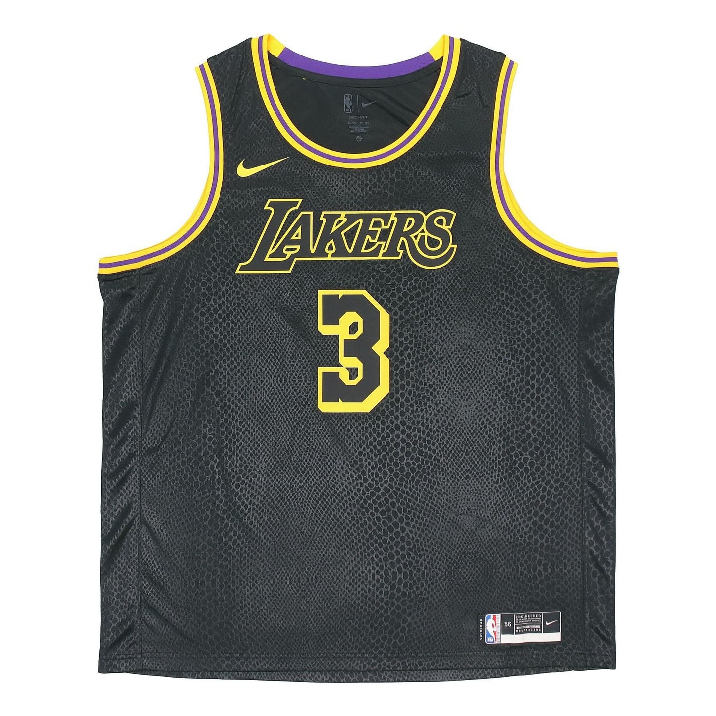Men's Nike SW Fan Edition Lakers Davis No. 3 Casual Sports Basketball Jersey/Vest Black DJ1433-010
