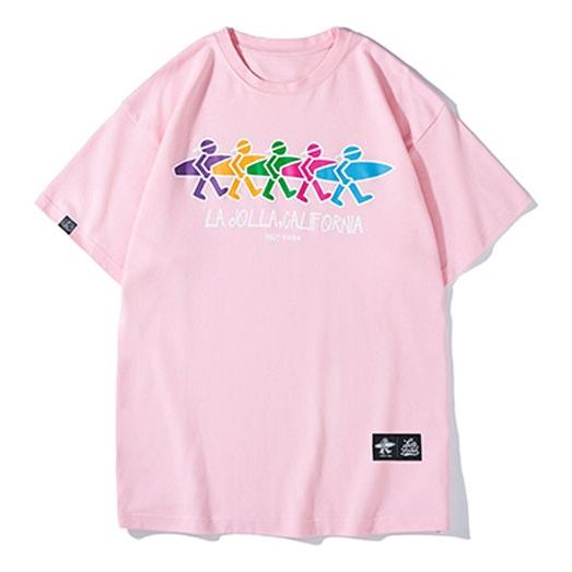 PJs Vigor Rainbow Surf Small Pattern Printing Cotton Short Sleeve Unisex Pink 20SSTS1026-P