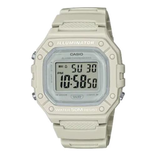 CASIO Fashion Stylish Sports 50m Waterproof White Watch Creamy Digital W-218HC-8AV