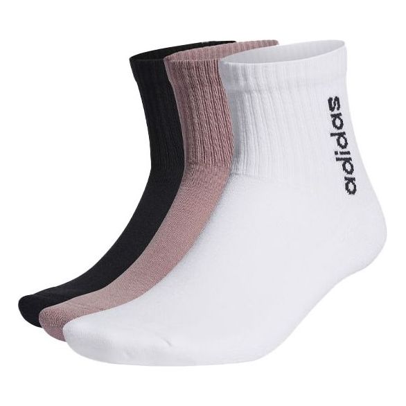 adidas neo Unisex Hc Quarter Logo Socks 3 Packs Black/Pink/White HD2216