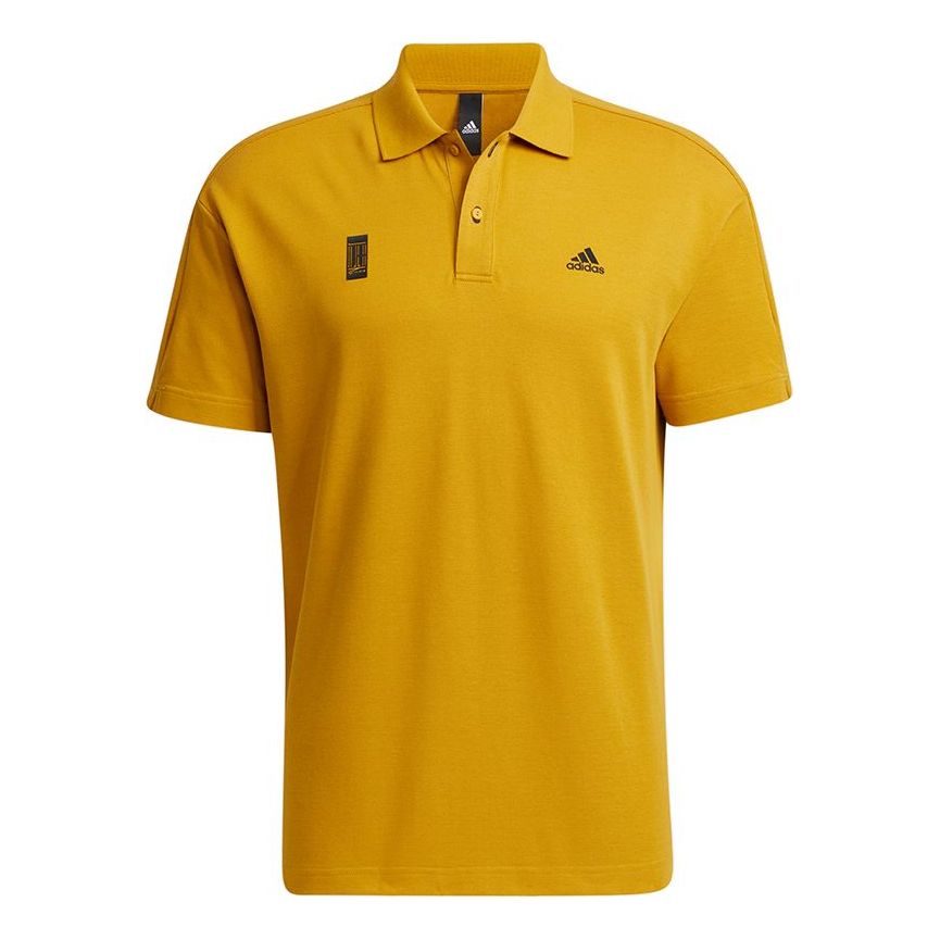 Men's adidas Wj Polo Martial Arts Series Logo Printing Solid Color Sports Short Sleeve Gold Color Polo Shirt H39321