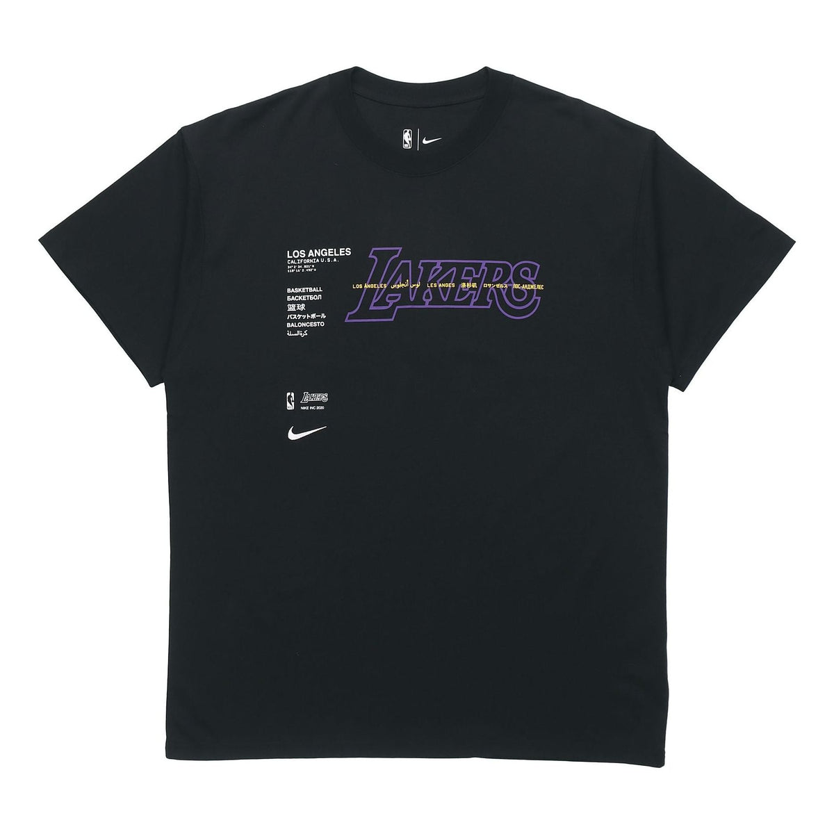 Nike NBA Courtside Los Angeles Lakers Short Sleeve Training Black CK8028-010