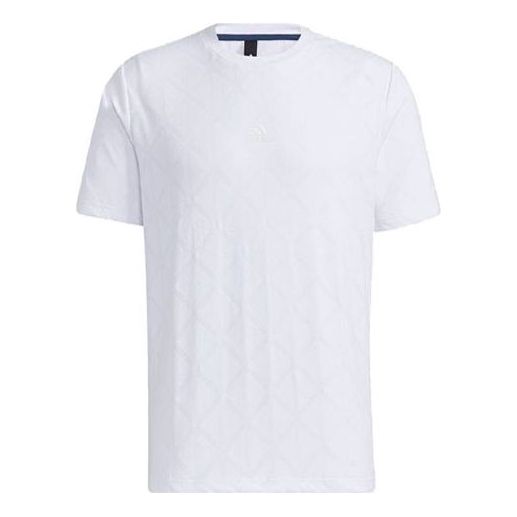 adidas Th Tee Techjaq Logo Printing mesh Short Sleeve White GP1012
