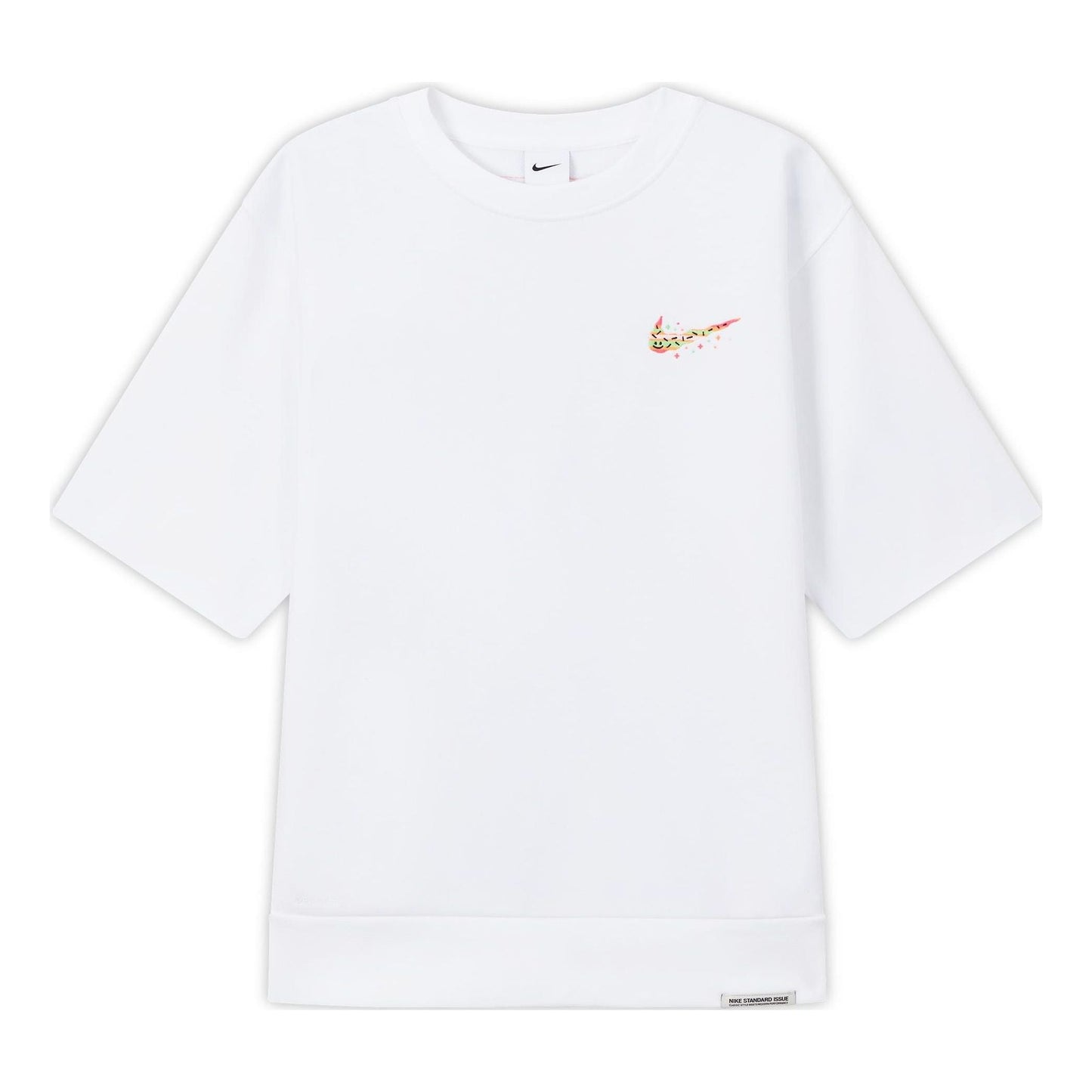 Nike Solid Color Cartoon Small Label Sports Training Round Neck Short Sleeve White DV3201-100