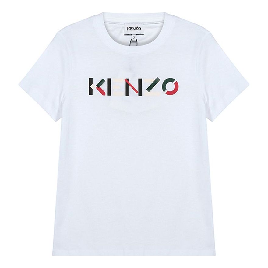 KENZO FW20 Logo Pattern Round Neck Short Sleeve White T-Shirt FA62TS8404SJ-01