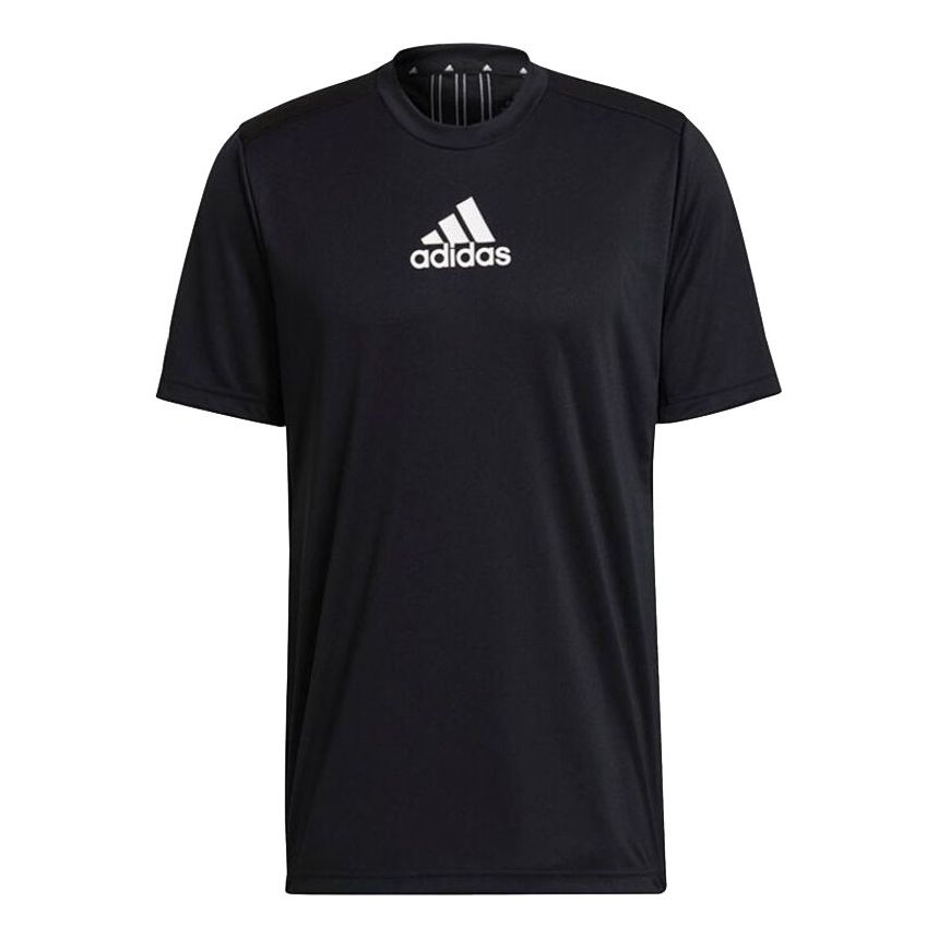 adidas Logo Printing Training Sports Round Neck Short Sleeve Black GM2126