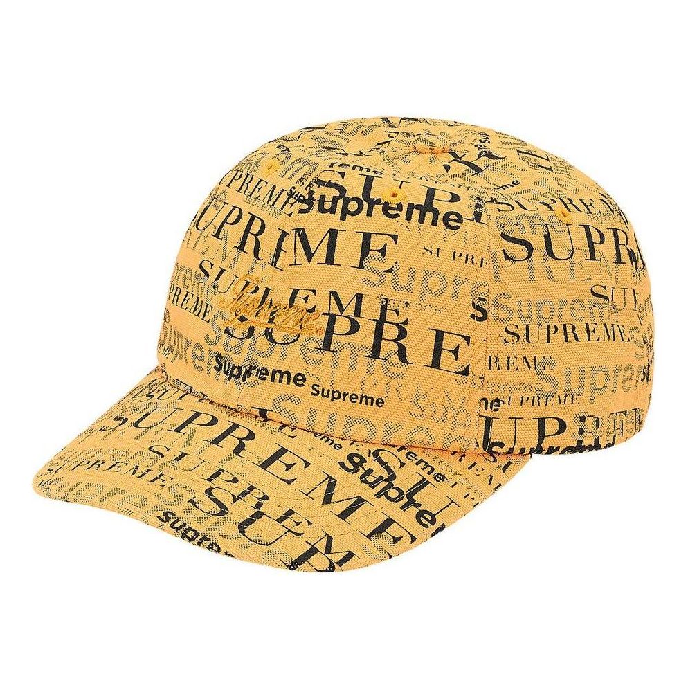 Supreme Logo Pattern 6-Panel Cap 'Yellow Black' SUP-FW20-120