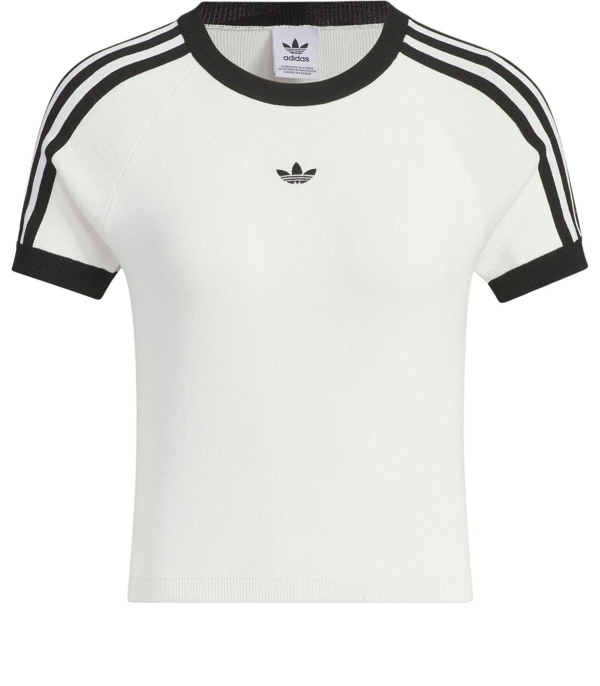 (WMNS) adidas Originals 3-Stripes Graphic Knit T-shirt Asia Sizing 'White Black' JI7049