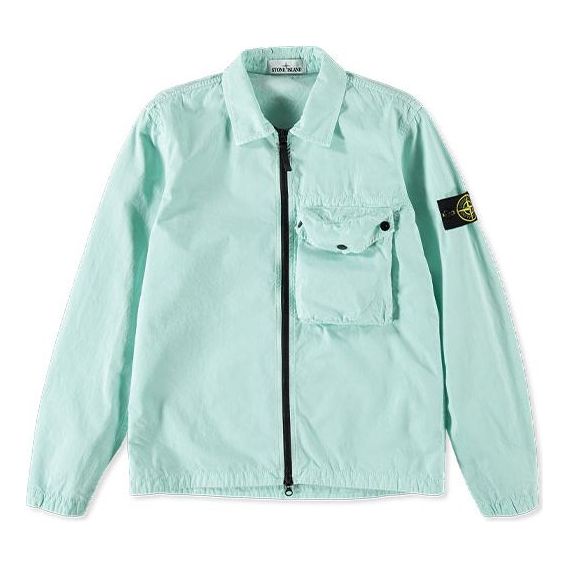 Men's STONE ISLAND SS21 Solid Color Pocket Logo Casual Jacket Green 7415117WN-V0144