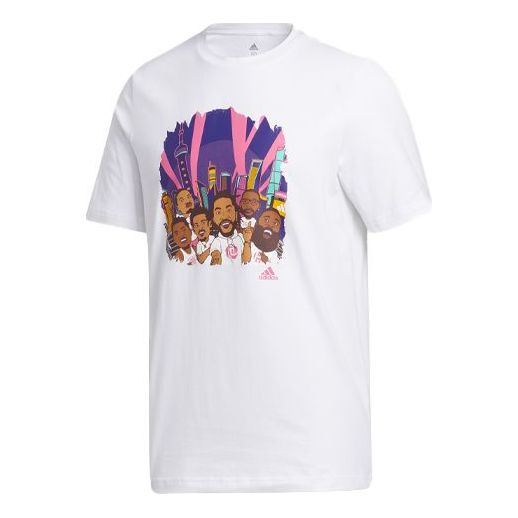 adidas Shanghai Tee Cartoon Printing Basketball Sports Short Sleeve White GL4426