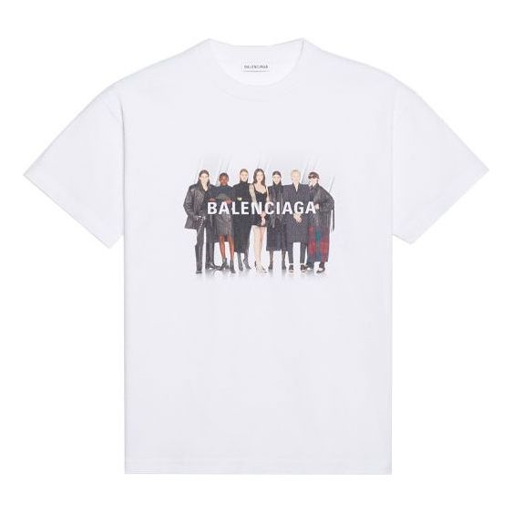 (WMNS) Balenciaga Band Portrait Printing Logo Retro Short Sleeve 'White' 612965TIV479000