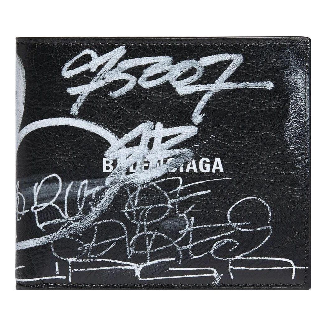 Balenciaga Square Folded Graffiti Wallet 'Black White' 594549210LH1090
