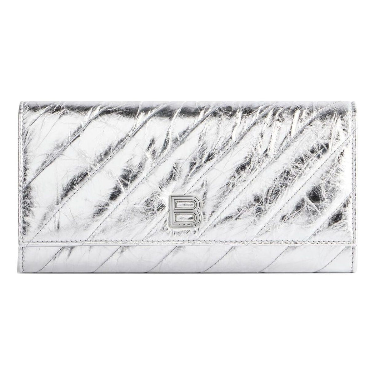 (WMNS) Balenciaga Crush Wallet On Chain Metallized Quilted 'Silver' 781723210IW8110