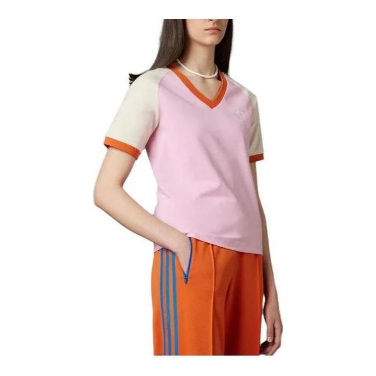(WMNS) adidas originals Adicolor 70s V-Neck Cali T-shirt 'True Pink' IK7886