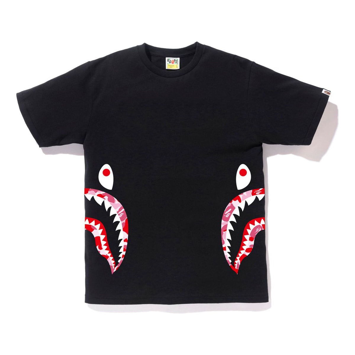 BAPE ABC Side Shark Tee Short-sleeved Unisex Black/Pink BAPE-SS18-072