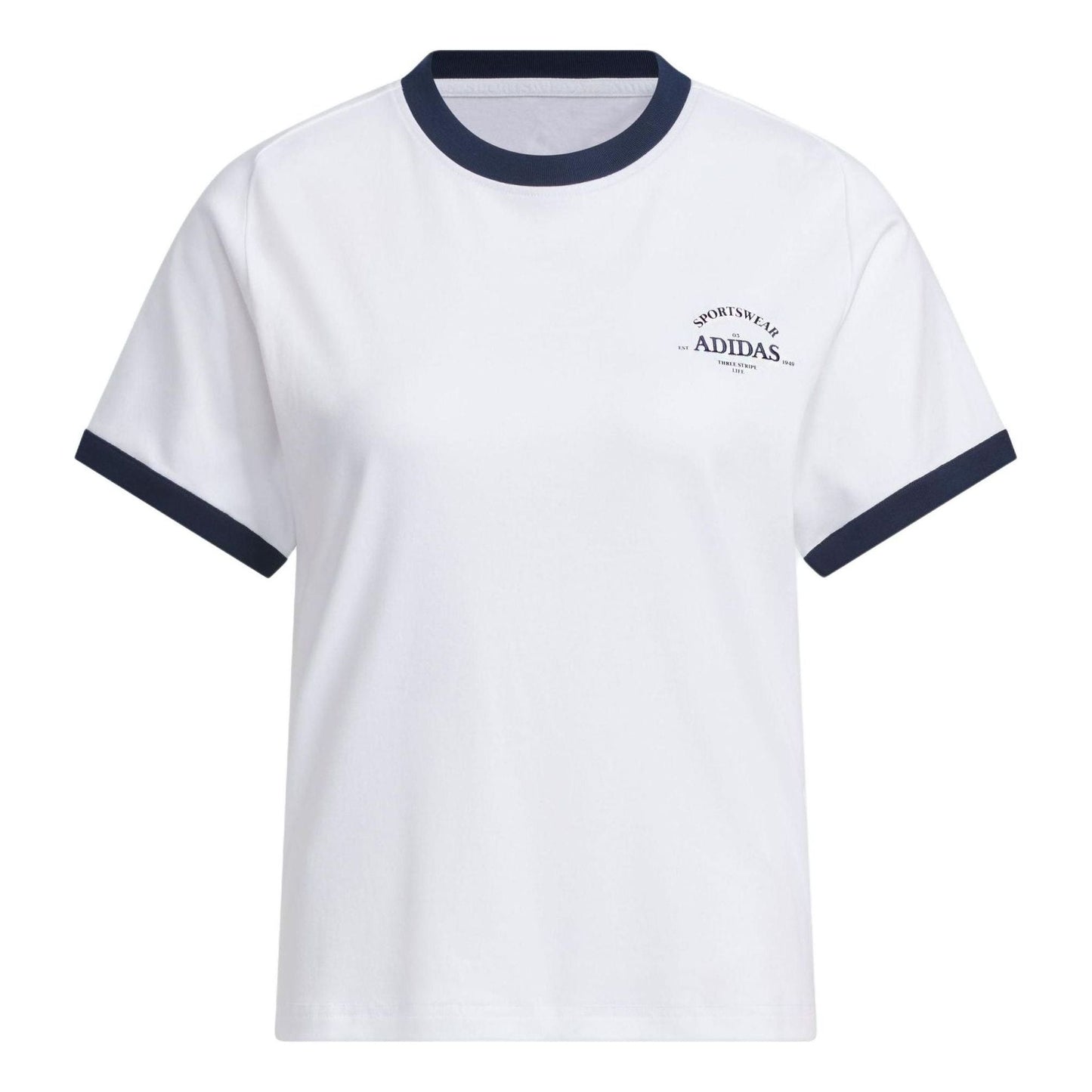 (WMNS) adidas Verbiage T-Shirt Asia Sizing 'White Black' JC8708