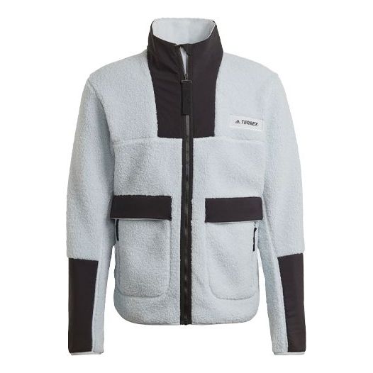 adidas Terrex Outdoor logo Sports Fleece Stand Collar Jacket Light Blue GI7381