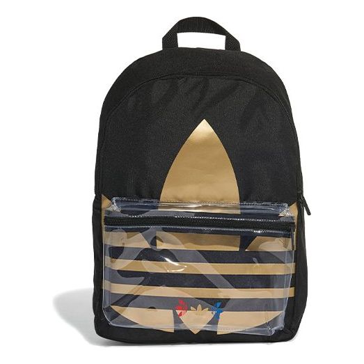 Black originals Adicolor Large Trefoil Classic Backpack 'Black Gold Metallic' FT8913